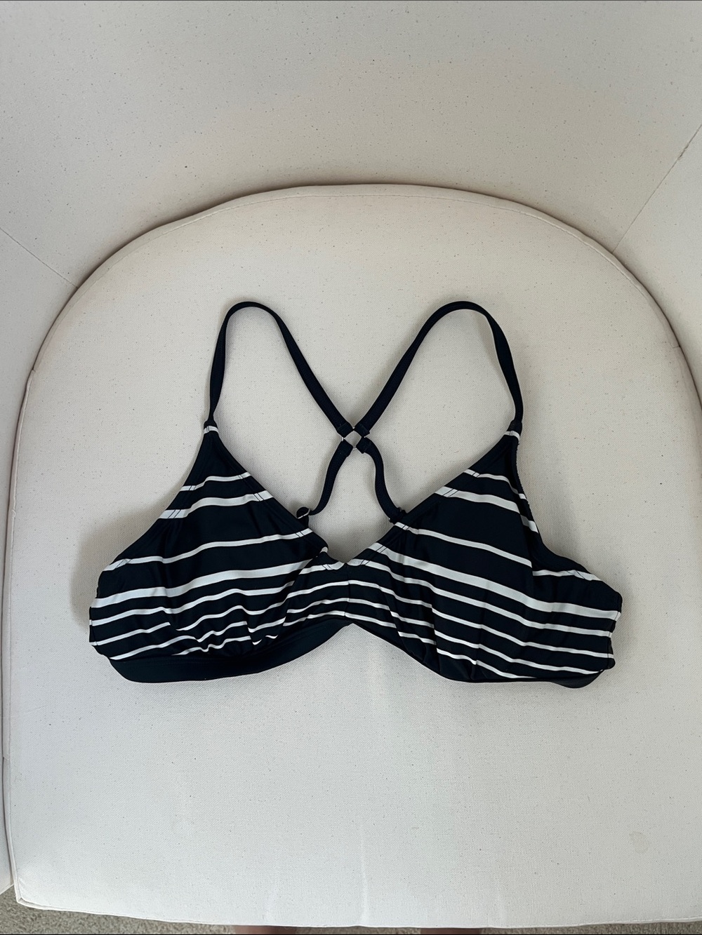 Athleta Black and White Striped Bikini Swim Top Size 32 B/C